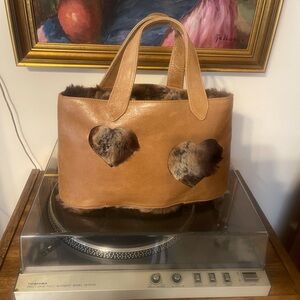 Chic Tan Leather Tote with Heart Details